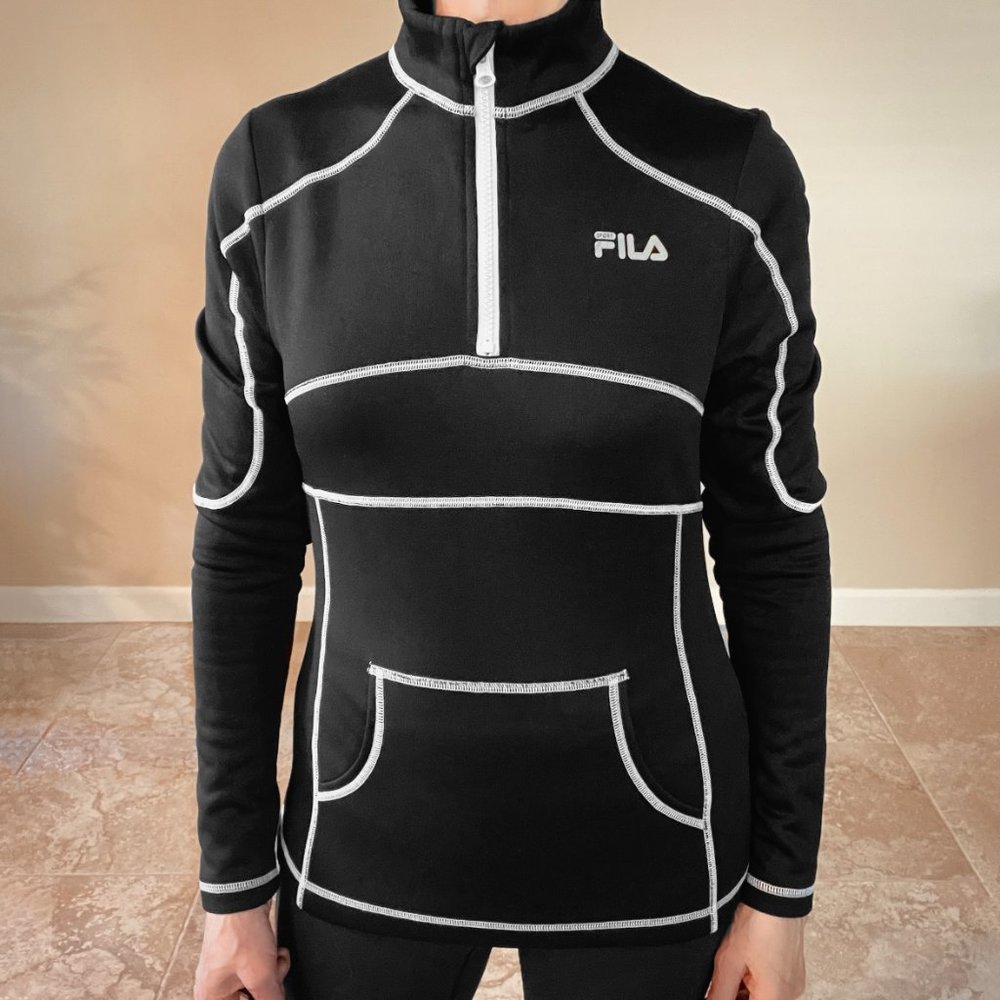 FILA Sport Running Top Performance Sweatshirt B&W XS - Picture 2 of 6